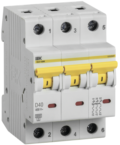 KARAT Автоматический выключатель ВА47-60M 3P D 40А 6кА IEK