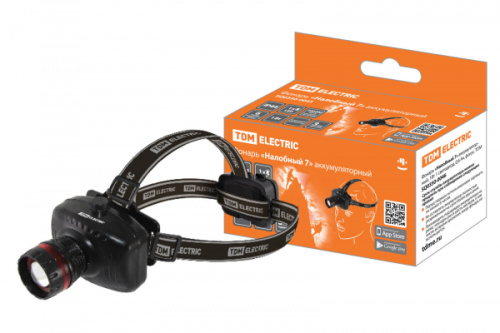 Фонарь "Налобный 7"аккумуляторный,1Вт 1 светодиод,0,6 Ач, фокус. TDM 