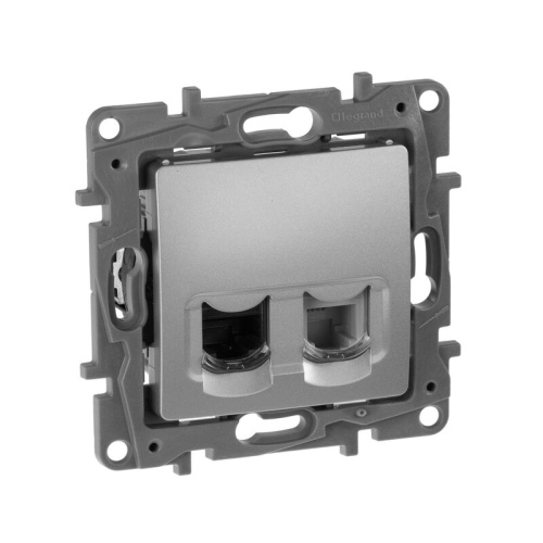Розетка тел.+комп. (RJ11+RJ45) 5кат. UTP Алюминий Legrand Etika