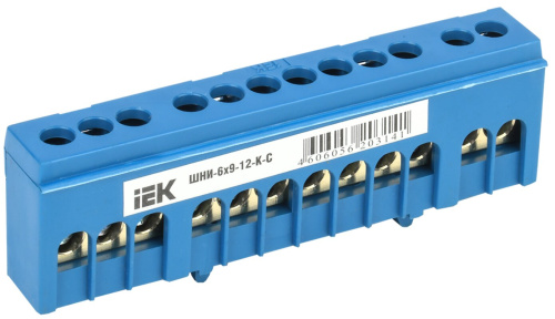 Шина N "ноль" в корп изол на DIN-рейку ШНИ-6х9-12-К-С ИЭК