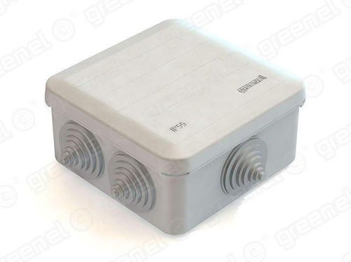 Коробка распаячная 100х100х50мм, IP55  для наружнего монтажа с откидной крышкой, цвет серый RAL 7035