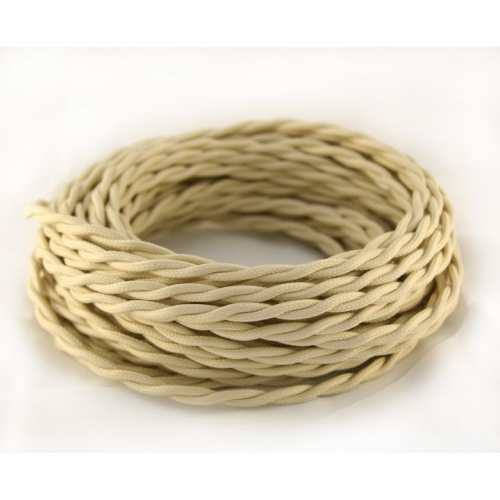 Провод витой ПВХ, 2х1,5 СЛОНОВАЯ КОСТЬ в декоративной оплетке - полиэфирная нить, серия 