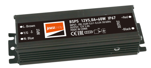 Драйвер BSPS 12V5,00A=60W IP67 3 г.гар. Jazzway