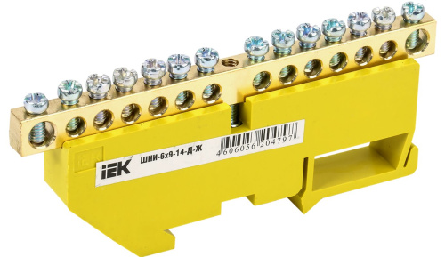 Шина PE "земля" на DIN-изол ШНИ-6х9-14-Д-Ж ИЭК