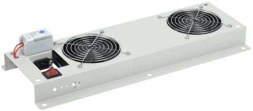 Вентиляторная панель с выключателем и термостатом 2 модуля серая ITK