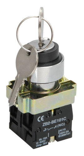 Переключатель LAY5-BG45 на 2 положения с ключом без фиксации  ИЭК