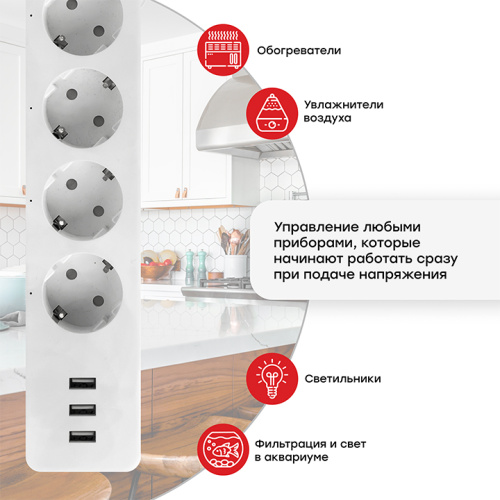 Умный удлинитель EKF HomeConnect PRO Wi-Fi с USB