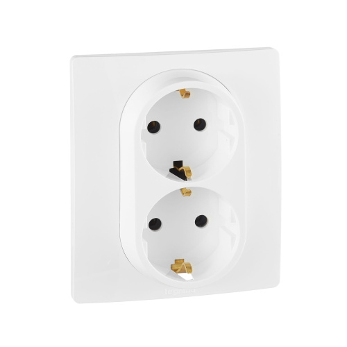 Розетка 2-ая с/з, винт. клем. Белый Legrand Etika