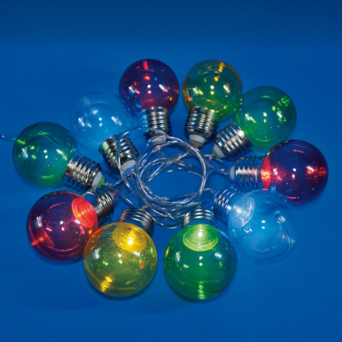 Гирлянда светодиодная «Лампочки», на батарейках 3AA (не в/к),  1,8м. 10 светодиодов. Разноцветный