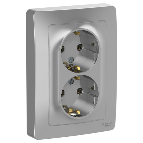 Розетка 2-м СП Blanca 16А IP20 250В с заземл. без защ. шторок алюм. SE 