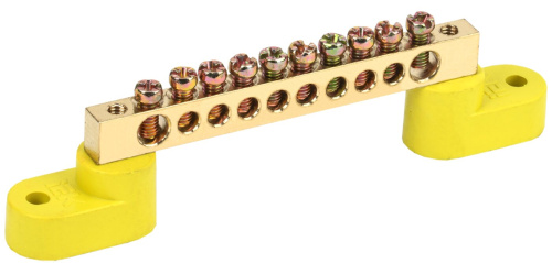 Шина PE "земля" на двух угловых изол ШНИ-6х9-10-У2-Ж ИЭК