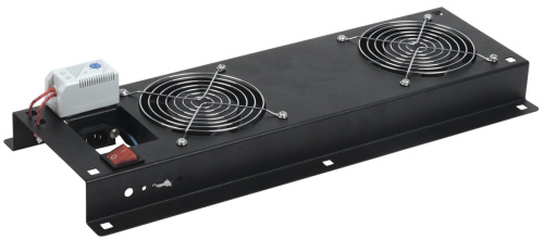 Вентиляторная панель с выключателем и термостатом 2 модуля черная ITK