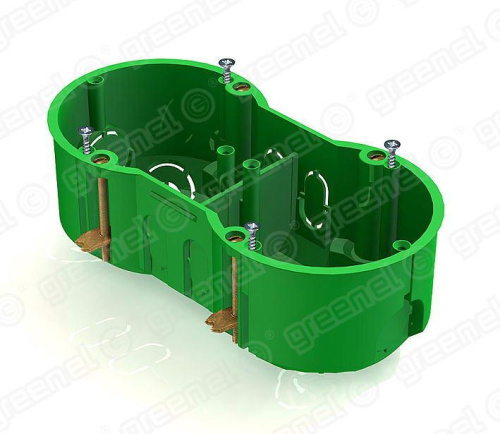 Коробка уст. 2-х мест 141х70х45 IP30 с саморезами, в г/к, с мет. зажимами