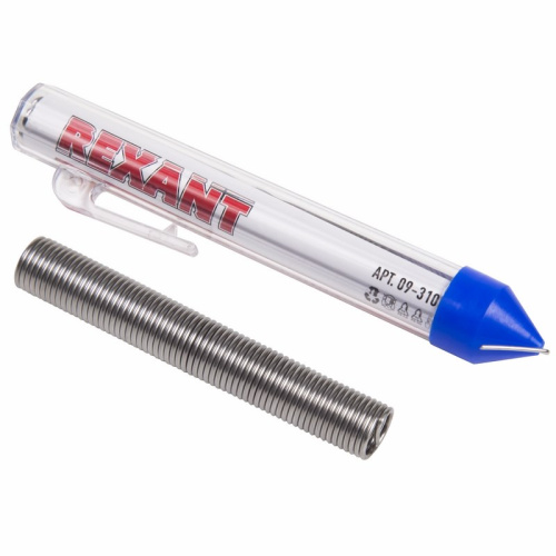 Припой с канифолью 20г,1мм (Sn60 Pb40 Flux 2.2%)REXANT, Колба-карандаш