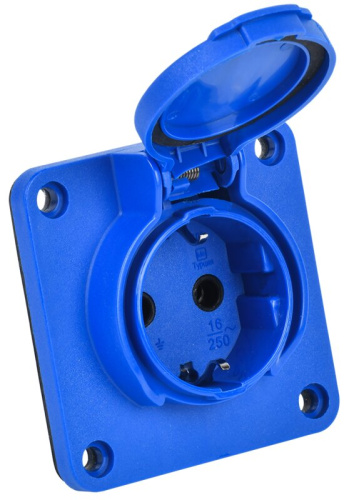 Розетка панельная SCHUKO РП17-3 с увеличенным фланцемIP54 синий MAGNUM IEK