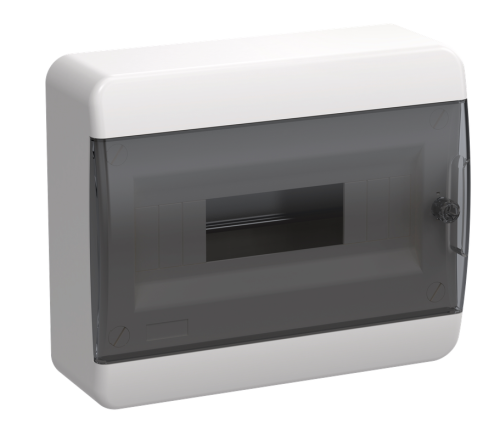 TEKFOR Корпус пластиковый ЩРН-П-12 IP41 черная прозрачная дверь IEK