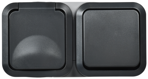 TORS Блок розетка + выключ. гор. 16А IP55 TS142 графит IEK