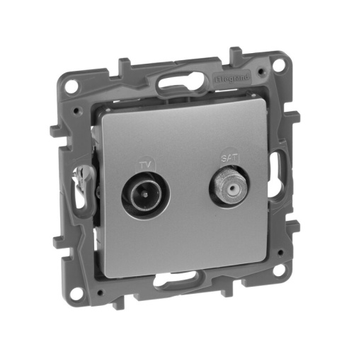 Розетка TV/SAT 2-х кабельная Алюминий Legrand Etika