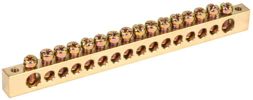 Шина PEN "земля-ноль" 8х12мм 16/2 (16групп/креп по краям)ИЭК