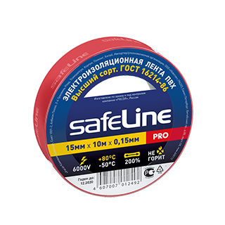 Изолента ПВХ SAFELINE 19мм/25м красная