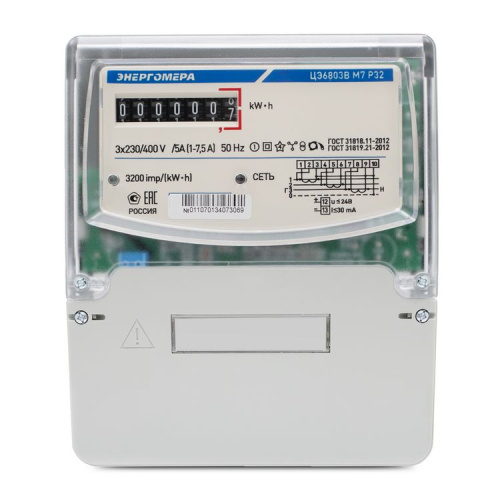Счетчик ЦЭ6803В 1 230В 10-100А 3ф.4пр. М7 Р32 на DIN-рейку и панель