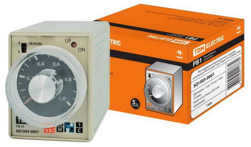 Реле времени РВ1А-2реж-1сек/10мин-5А-220В-8Ц