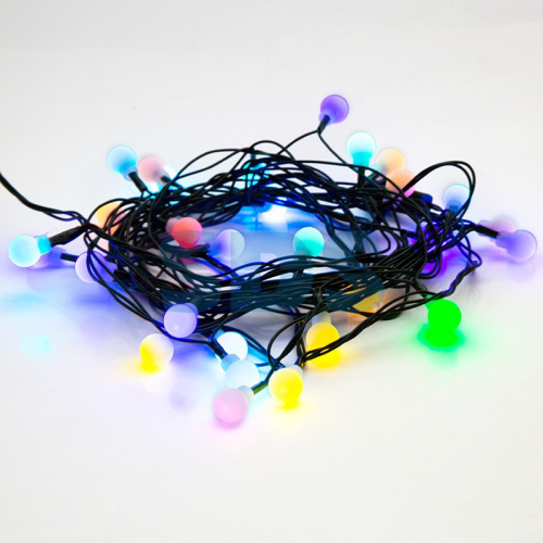 Гирлянда "Мультишарики" Ø15мм 5м, темно-зеленый ПВХ, 30 диодов, цвет RGB