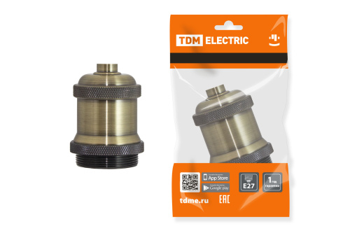 Патрон подвесной, Е27 металлический "Лофт" бронза TDM