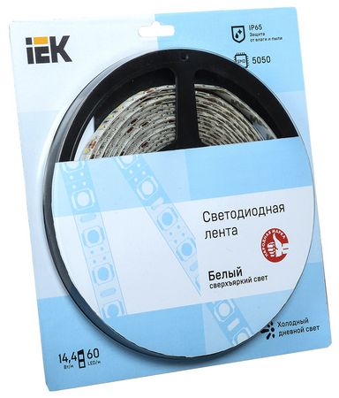 Светодиодная лента 5м  блистер  LSR-5050W60-14,4-IP65-12V IEK