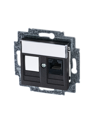 Розетка комп.RJ45 5e+заглуш,Levit,антрац