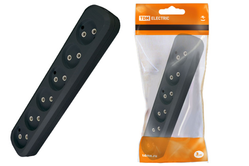 Колодка 6гн. 2П б/з 10А 250В TDM (черная)