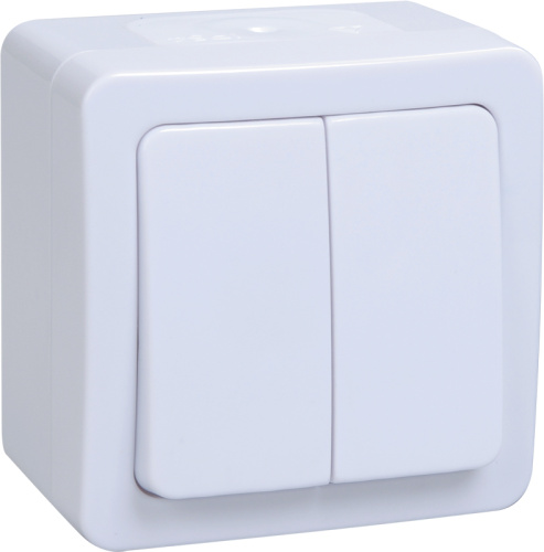 Выключатель 2кл о/у IP54 (цвет клавиши:белый) ГЕРМЕС PLUS ВС20-2-0-ГПБ 