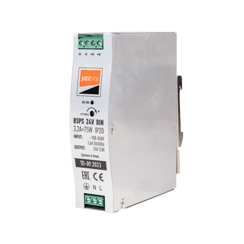 Драйвер BSPS DIN 24V 3.2A= 75w IP20 AL 3г.гар Jazzway 5050006