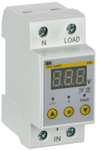 Реле напряжения РН-д однофазное 36мм 63А IEK