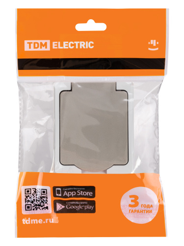 Розетка 2П+З открытой установки IP54 16А серая "Вуокса" TDM