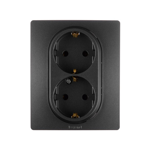 Розетка 2-ая с/з, винты 16А 250В Антрацит Legrand Etika 