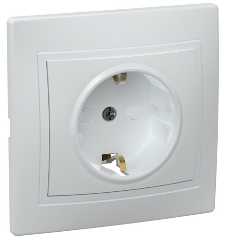Розетка 1местн. с з/к с з/ш 16А кер. КВАРТА бел. РСш10-3-КБ IEK