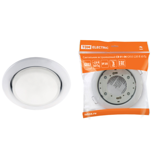 Светильник встраиваемый СВ 01-06 GX53 220 В 50 Гц белый TDM