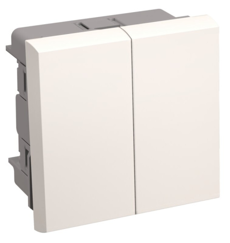Выключатель проходной (переключатель) двухклавишный (на 2 модуля) ПРАЙМЕР белый ВК4-22-00-П IEK