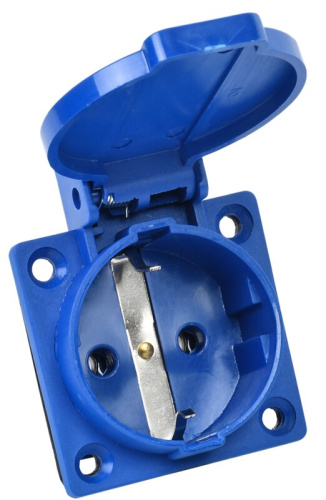 Розетка панельная SCHUKO РП10-3 IP44 синий IEK