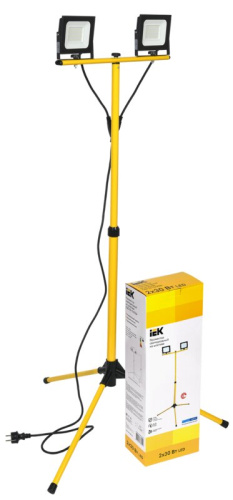 Прожектор светодиодный СДО 06-2х30Ш штатив 6500К IP65 черный IEK