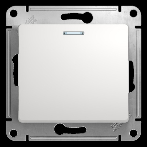 Переключатель 1-клавишный с подсветкой, сх.6а, 10АХ, механизам, БЕЛЫЙ GLOSSA