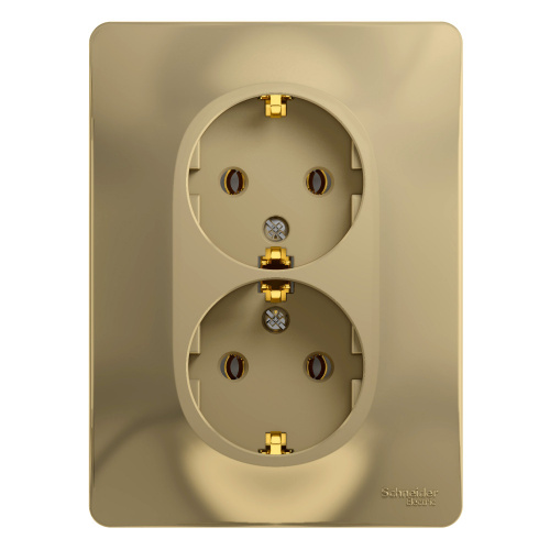 Розетка 2-я с/з, 16А, в сборе, Титан GLOSSA