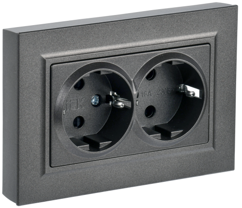 BRITE Розетка 2-местная с заземлением с защитными шторками 16А в сборе РСш12-3-БрТБ темная бронза IE
