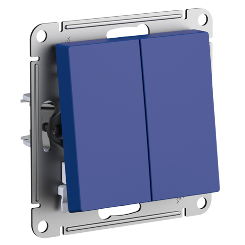 Переключатель 2-клавишный, сх.6/2, 10АХ, механизм, АКВАМАРИН, ATLASDESIGN