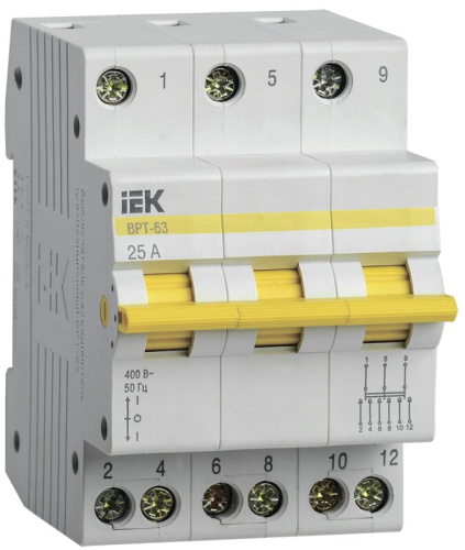 Выключатель-разъединитель трехпозиционный ВРТ-63 3P 25А IEK