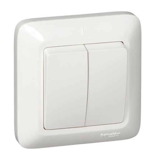 Выключатель С/У 2-клавишный 6А 250В, БЕЛЫЙ Wessen ПРИМА