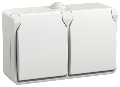 Розетка 2-я ОП Форс РСб22-3-ФБ 16А IP54 с заземл. защ. шторки бел. IEK ERS22-K01-16-54-DC