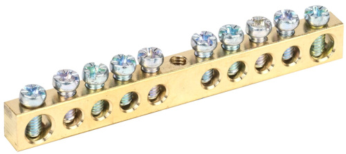 Шина PEN "земля-ноль" 6х9мм 10/1 (10групп/креп по центр) ИЭК