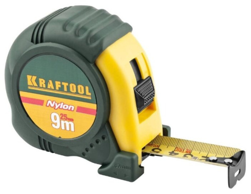 Рулетка KRAFTOOL "EXPERT" с нейлоновым покрытием, обрезин корпус, 9/25мм